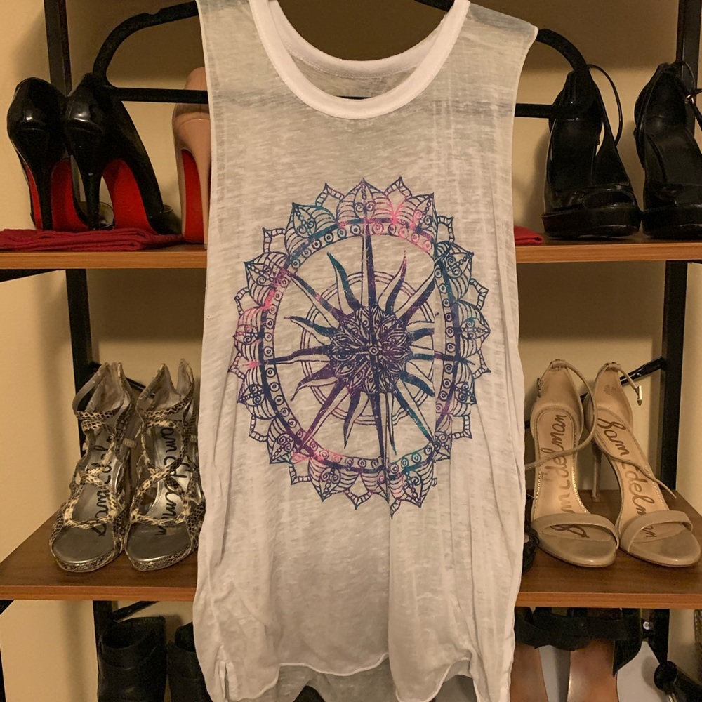 White Sleeveless Top with Mandala Design